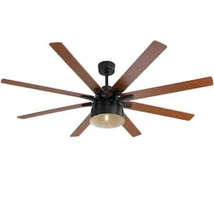 66 in. Indoor/Outdoor Black Ceiling Fan with Light and 6-Speed Remote Control