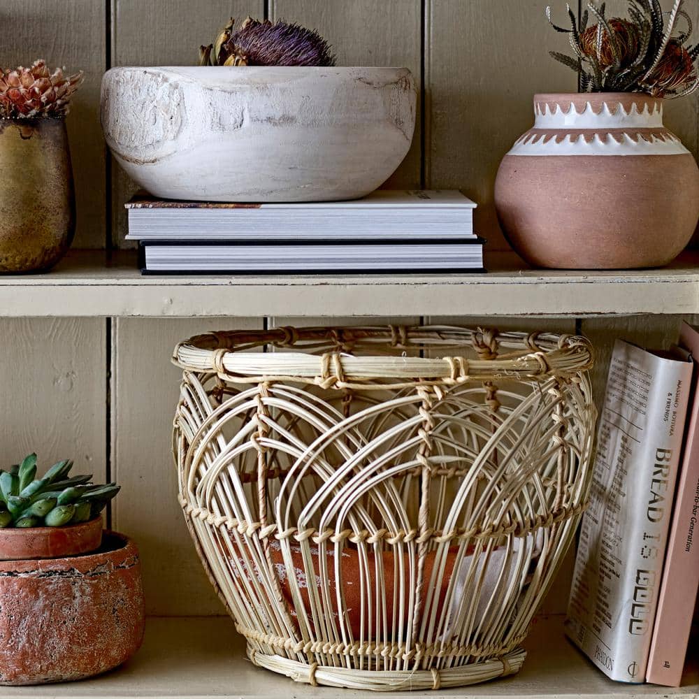 Boho Chic Round Rattan Storage Basket Duo