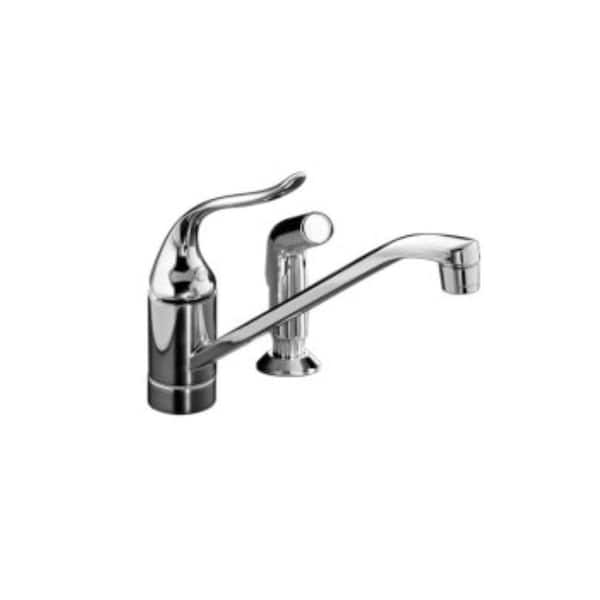 KOHLER Coralais Single-Handle Standard Kitchen Faucet with Side Sprayer in Brushed Chrome