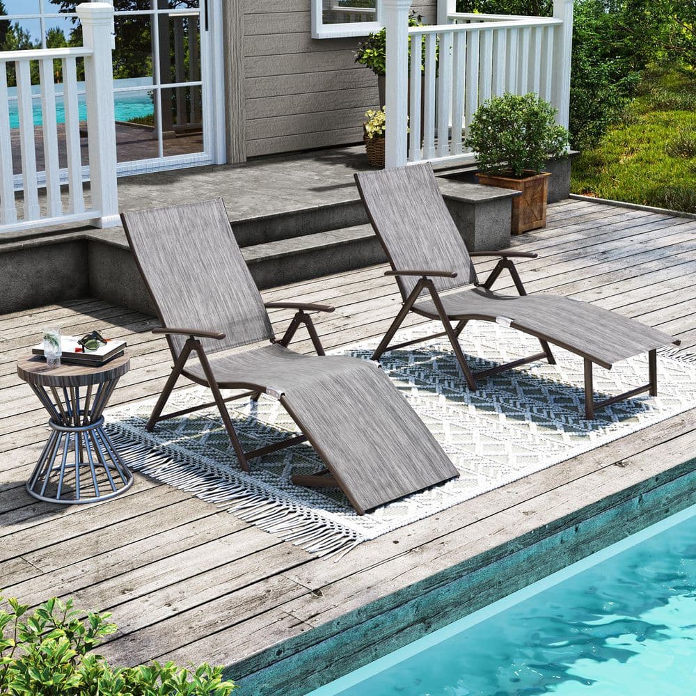 Pellebant 2-Piece Aluminum Adjustable Outdoor Chaise Lounge in