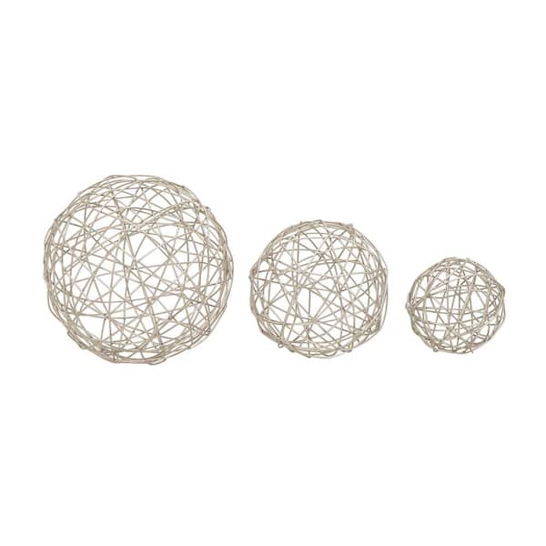 Litton Lane Silver Metal Geometric Sculpture (Set of 3)