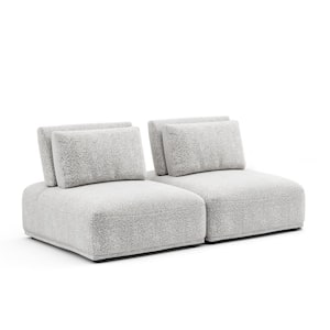 Fairwind 74 in. Armless Light Gray Modular Boucle Fabric 2-Seater Loveseat With Extendable Balck