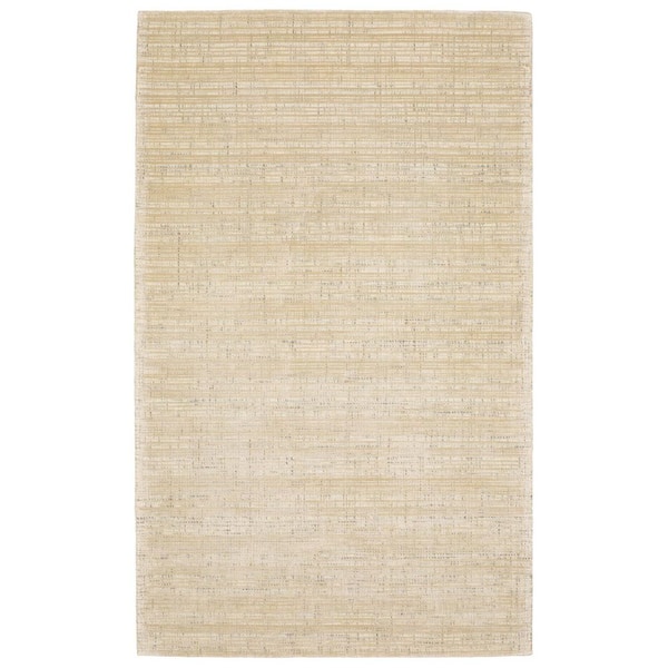 8' X 10' Beige And Ivory Striped Hand Tufted Area Rug