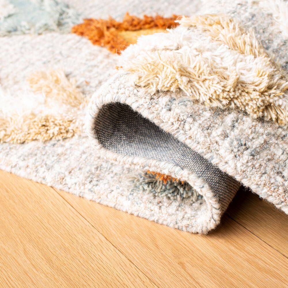 Handmade Gray Wool Tufted Rectangular Rug 5' x 8'