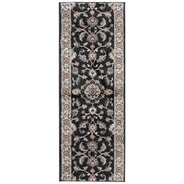 Capri Elina Deep Blue/Whitecap 33 in. W x 12 in. L, Your Choice Length Stair Runner Coverage Area 2.75 sq. ft. per LF