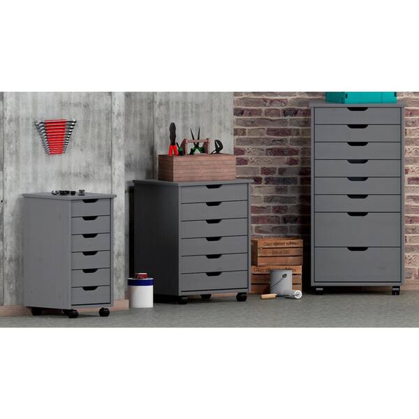 Linon Home Décor Monte Eight-Drawer Rolling Storage Cart Gray BSTB361 -  Best Buy