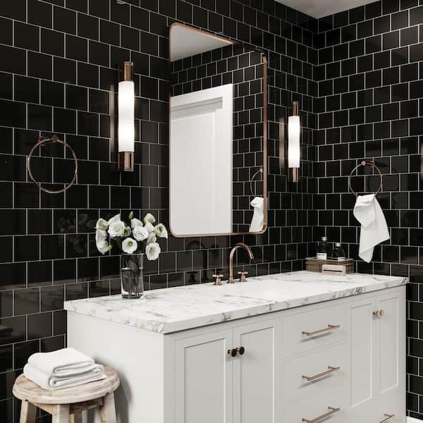 Daltile Restore Black 4 in. x 4 in. Glazed Ceramic Sample Tile