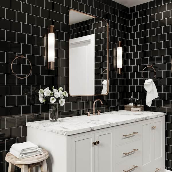 Daltile Restore Black 4-1/4 in. x 4-1/4 in. Glazed Ceramic Wall Tile (12.5 Sq. ft./Case)