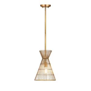 Alito 1-Light Rubbed Brass Shaded Mini Pendant Light with Rubbed Brass Iron Shade