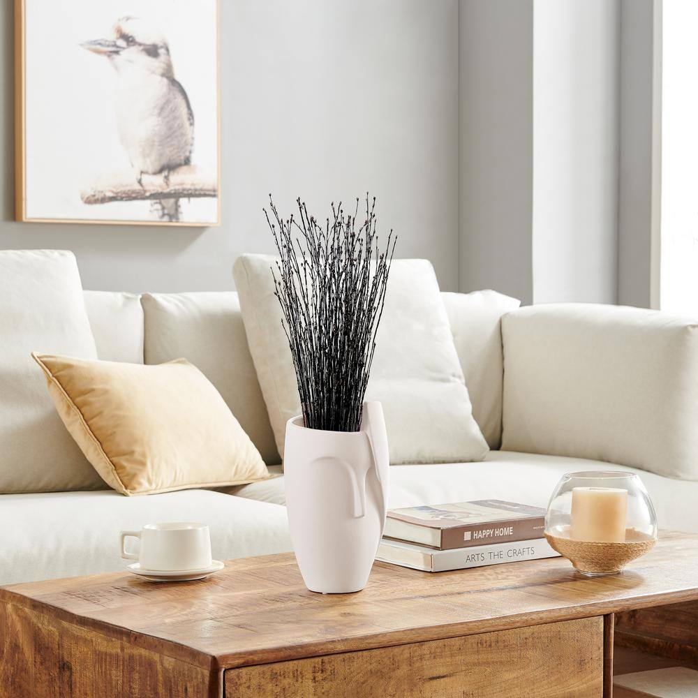 Cream Abstract Face Matte Ceramic Sculptural Planter Vase