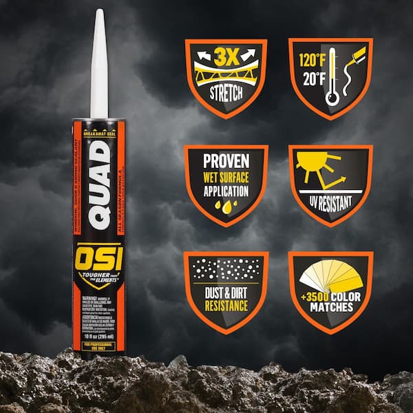 QUAD Window, Door and Siding Sealant VOC - Gray #517 10 oz Tube 1637251 - Case of 12