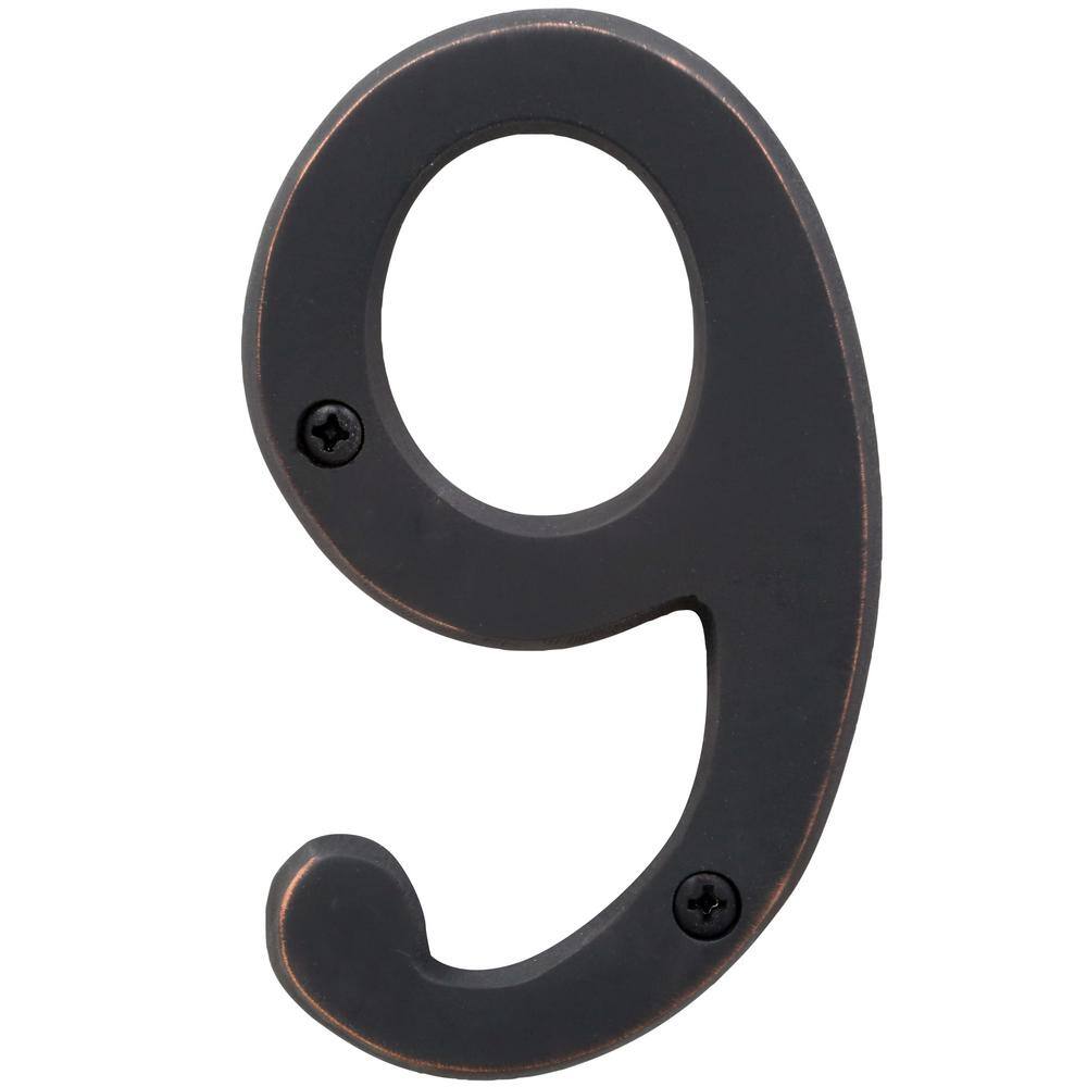 Schlage 4 in. Aged Bronze Classic House Number 9 680577 - The Home Depot