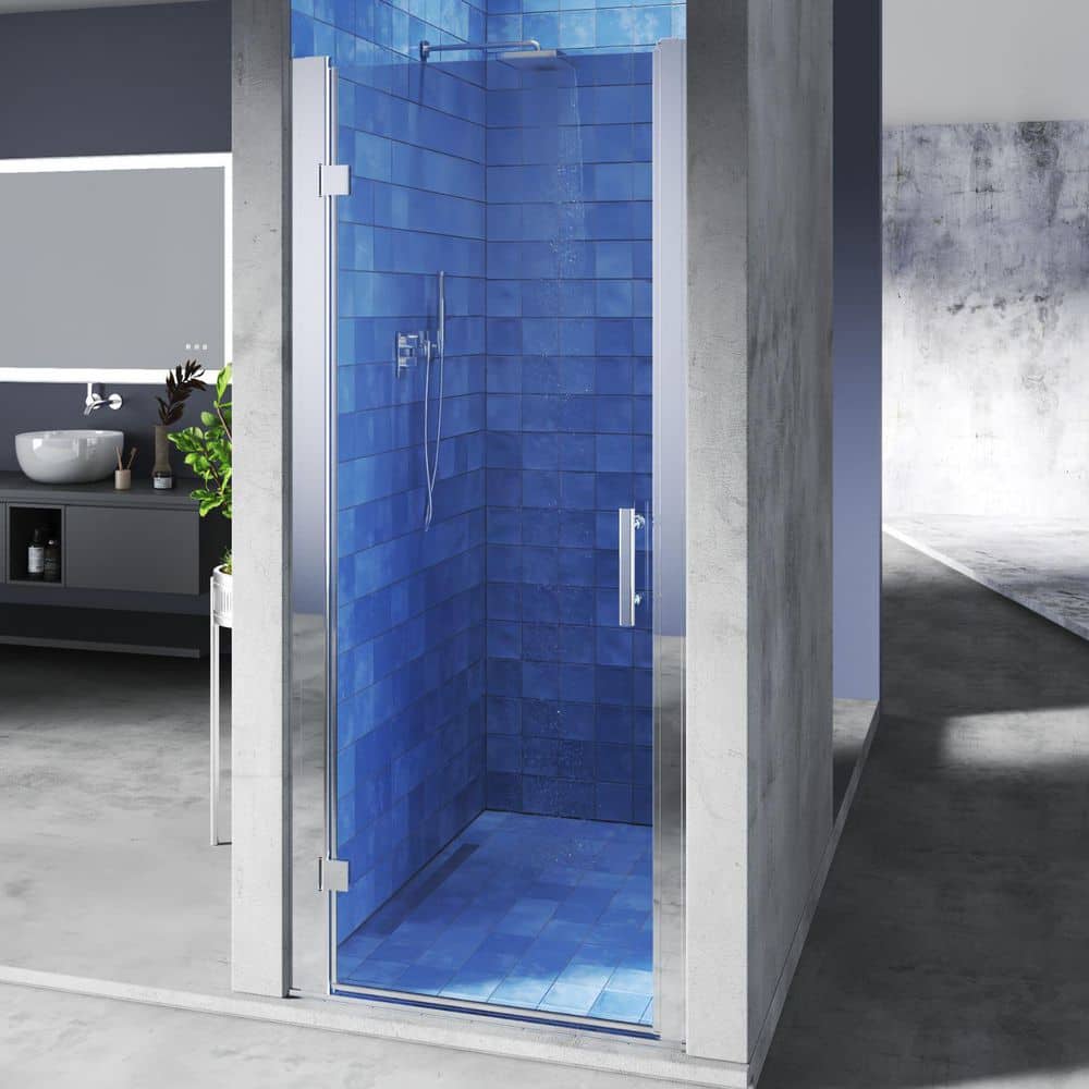 ONWITH 32 in. to 34 in. W x 72 in. H Pivot Hinged Swing Frameless