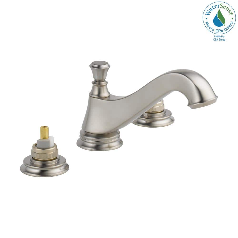 Stainless Steel Widespread Bathroom Faucet with Drain Assembly