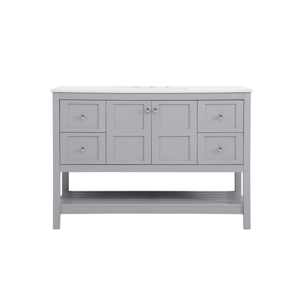 Simply Living 48 in. Single Bathroom Vanity in Gray with Quartz Vanity Top 