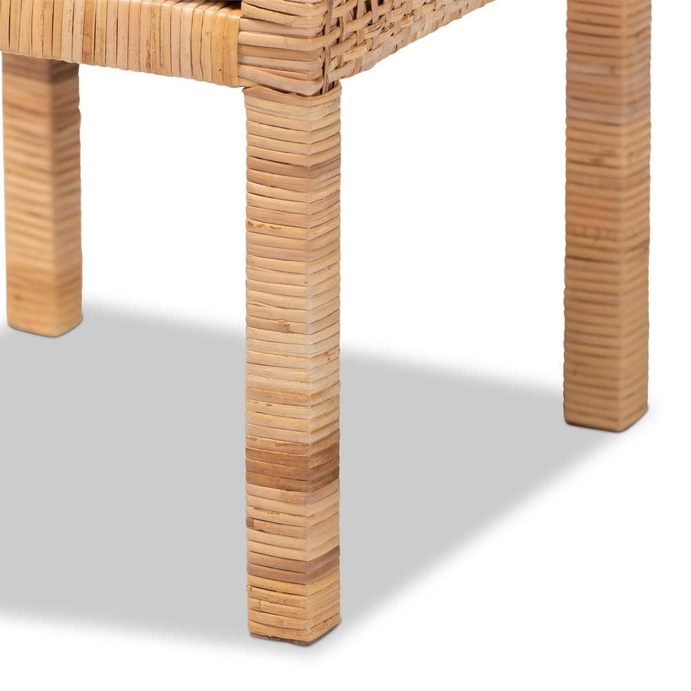 Natural Mahogany and Rattan Bohemian Night Table