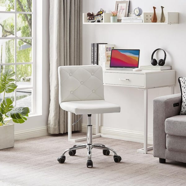 VECELO Armless Desk Chair Faux Leather Task Chair Home office