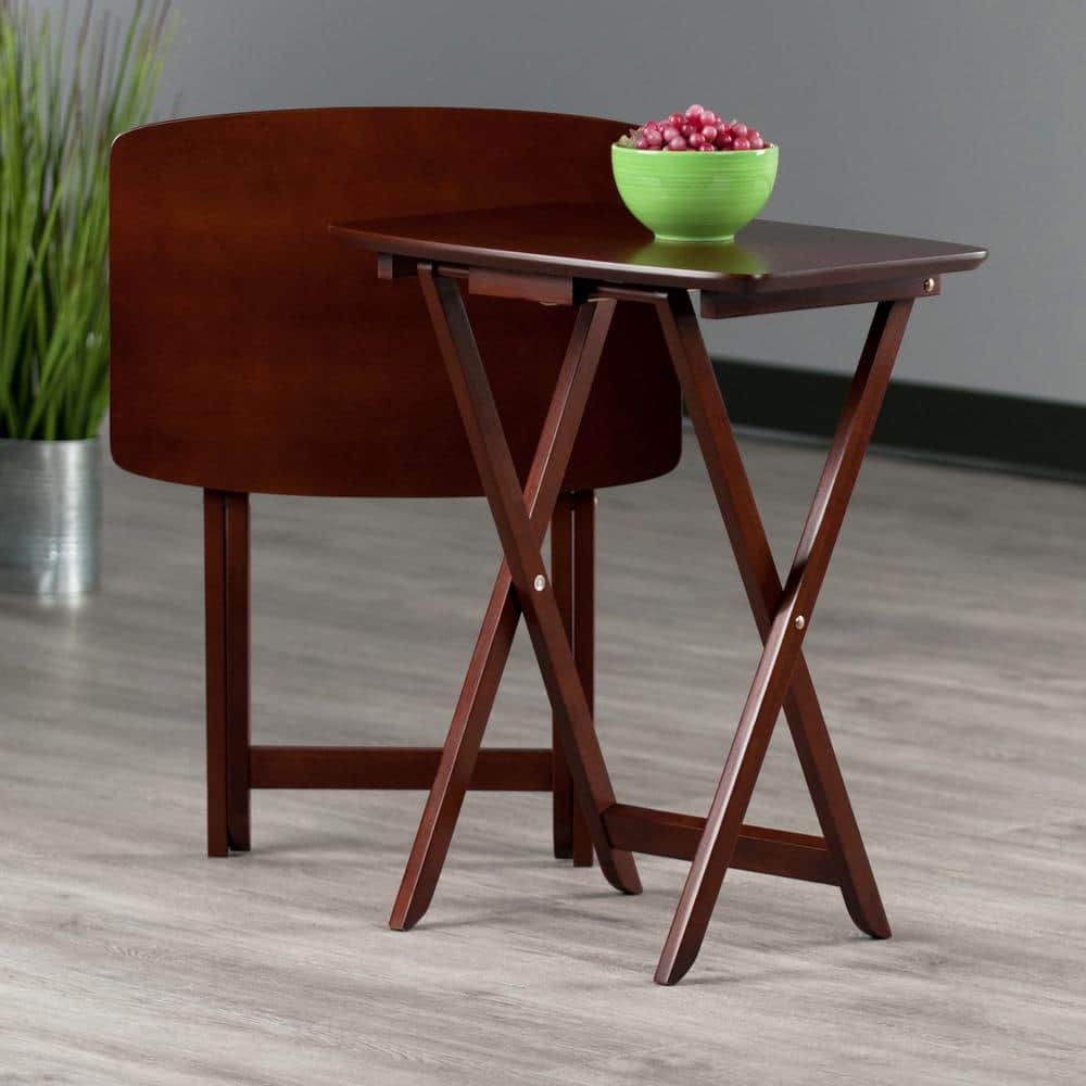Darlene 2-Piece Walnut Rectangular Snack Table Set