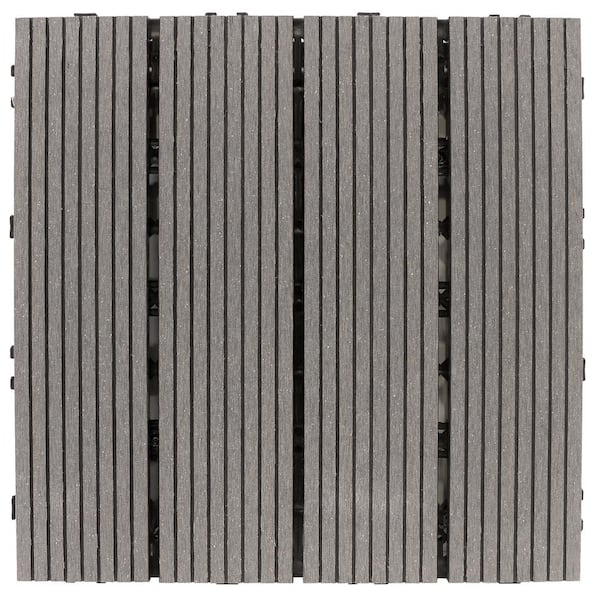 CREATIVE SURFACES 1 ft. x 1 ft. Composite Deck Tile in Slate (12 per Case)