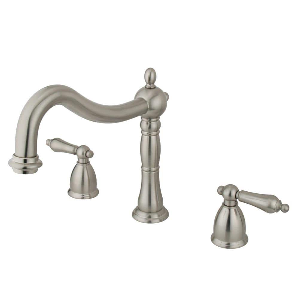 Kingston Brass Heritage 2Handle Deck Mount Roman Tub Faucet in Brushed