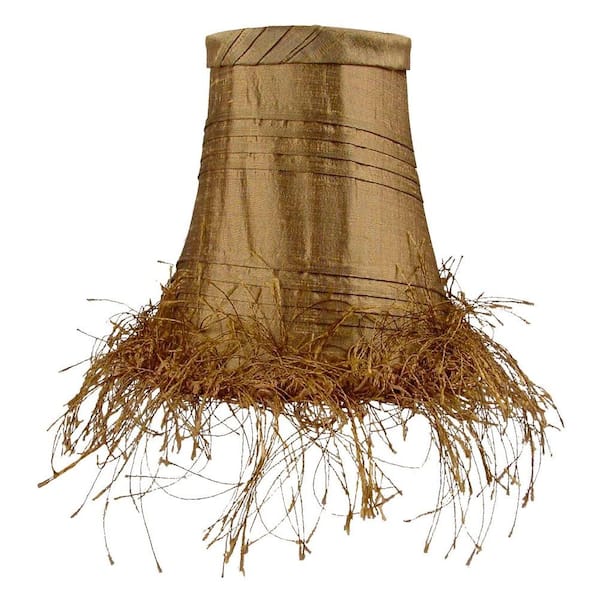 Finishing Touch Stretch Bell Olive Dupione Silk Chandelier Shade with Horizontal Quarter Pleats and Eyelash Trim