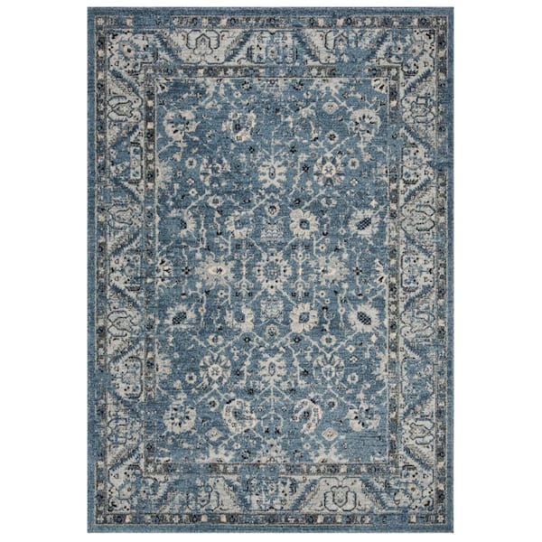 Charleston Navy/Light Gray 4 ft. x 6 ft. Floral Area Rug