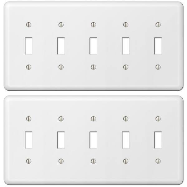 AMERELLE Declan White 5-Gang Toggle Steel Wall Plate (2-Pack)