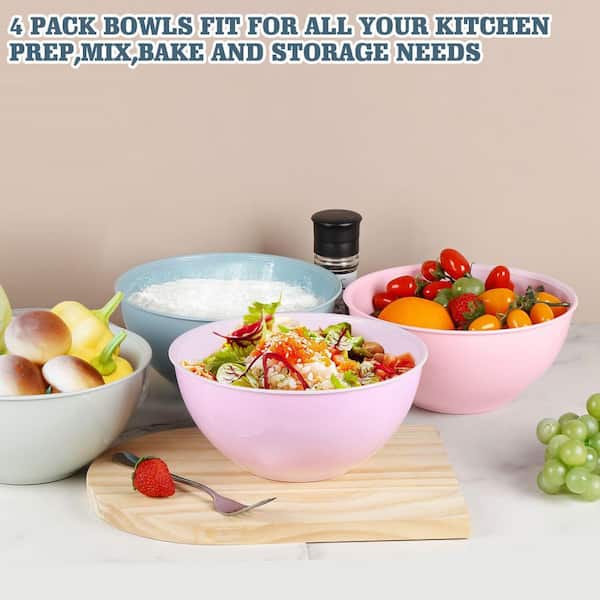 LAIFUCAM 4-Piece Plastic Mixing Bowl Set with Lids, Lightweight