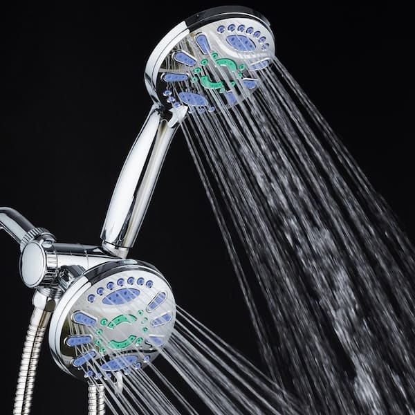 Antimicrobial 48-Spray 4.3 in. High Pressure 3-Way Dual Shower Head and Handheld Shower Head Combo in Chrome