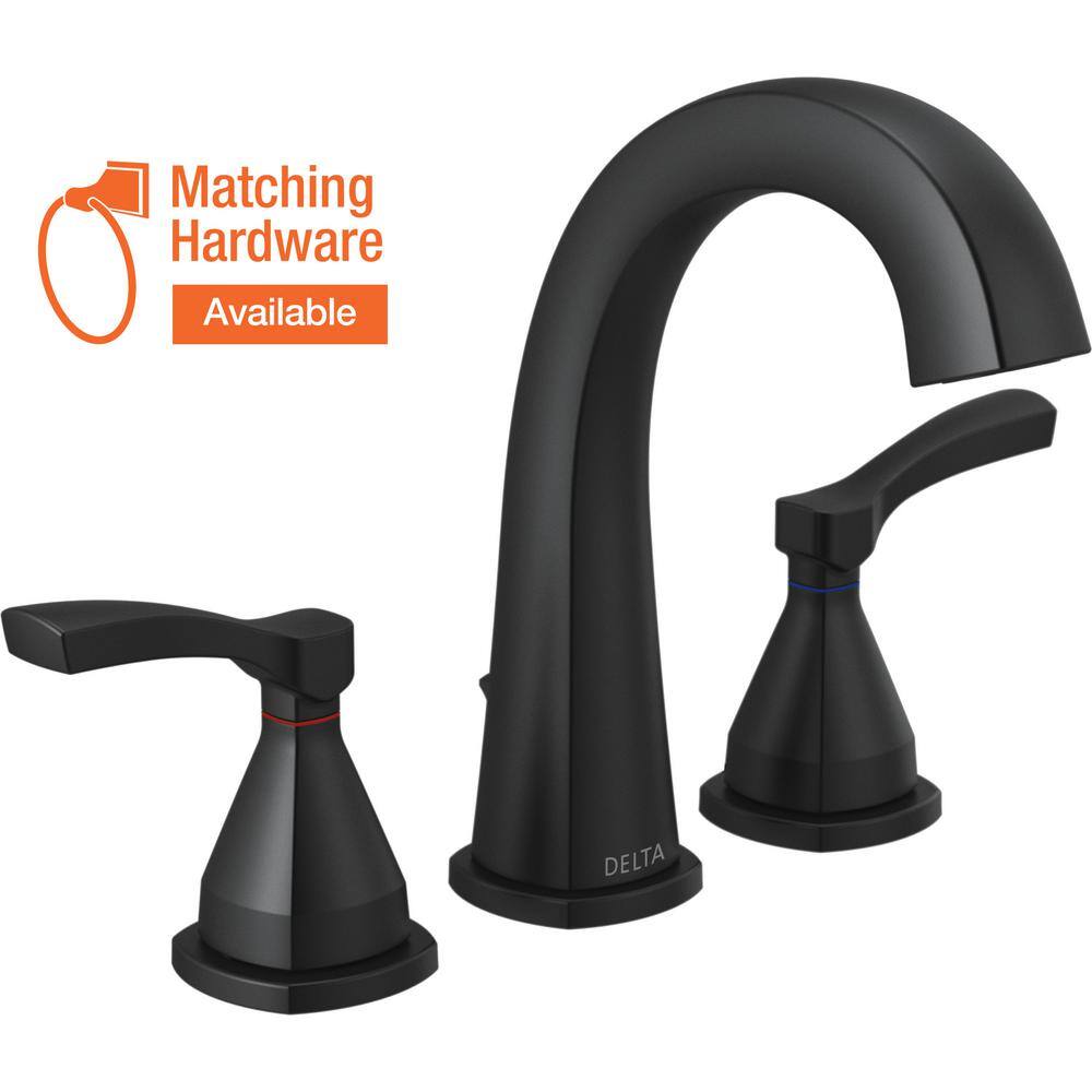 Delta Stryke 8 in. Widespread 2Handle Bathroom Faucet with Metal Drain