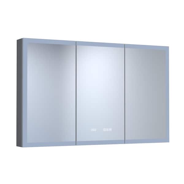 48 in. W x 30 in. H Rectangular Aluminum LED Medicine Cabinet with Mirror, Dimmable, Anti-fog, USB & Outlet