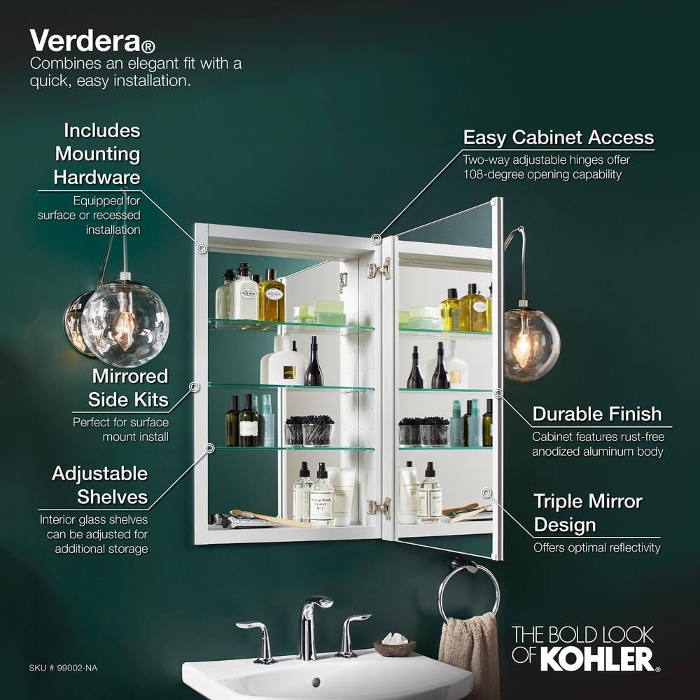 Verdera Elegance 20" x 30" Frameless Aluminum Medicine Cabinet