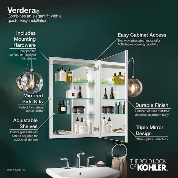 Verdera 20 in. W x 30 in. H Recessed Medicine Cabinet in Anodized Aluminum Verdera 20 in. W x 30 in. H Recessed Medicine Cabinet in Anodized Aluminum
