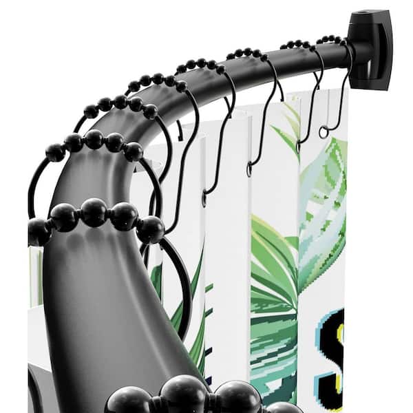 Adjustable Curved Shower Curtain Rod 40.20" L x 2.50" WRustproof Aluminum Black for Bathroom Bathtub Stall Easy Install