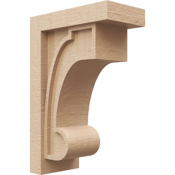 Ekena Millwork 6-in. x 12-in. x 18-in. Series 2 Classic Alma Rough Cedar Woodgrain Timberthane Polyurethane Corbel, Primed Tan