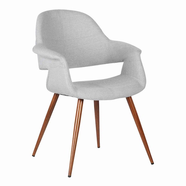 Benjara Gray and Brown Fabric Mid Century Dining Chair with Round Tapered Legs