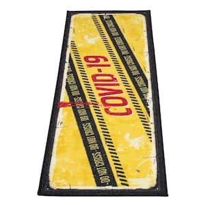 Siesta Kitchen Collection Non-Slip Rubberback COVID-19 Sign Design 2x5 Kitchen Rug, 1 ft. 8 in. x 4 ft. 11 in., Yellow
