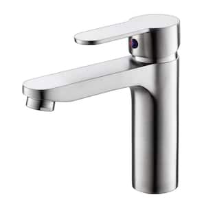 Single-Handle Single-Hole Bathroom Faucet in Brushed Nickel