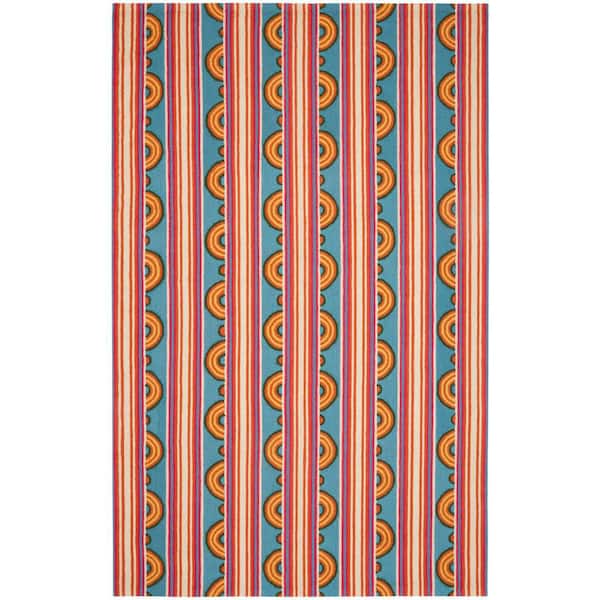 5 ft. x 8 ft. Multi Button Hand Micro Hooked Wool Indoor Area Rug