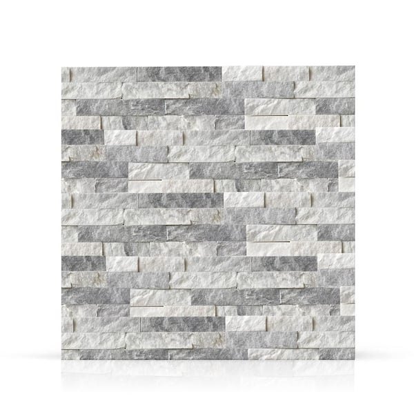 24 in. W x 24 in. L Alaska White Natural Stone Panel Siding