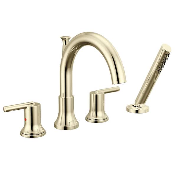 Trinsic 2-Handle Deck Mount Roman Tub Faucet Trim Kit Only in Polished Nickel with Hand Shower (Valve Not Included)