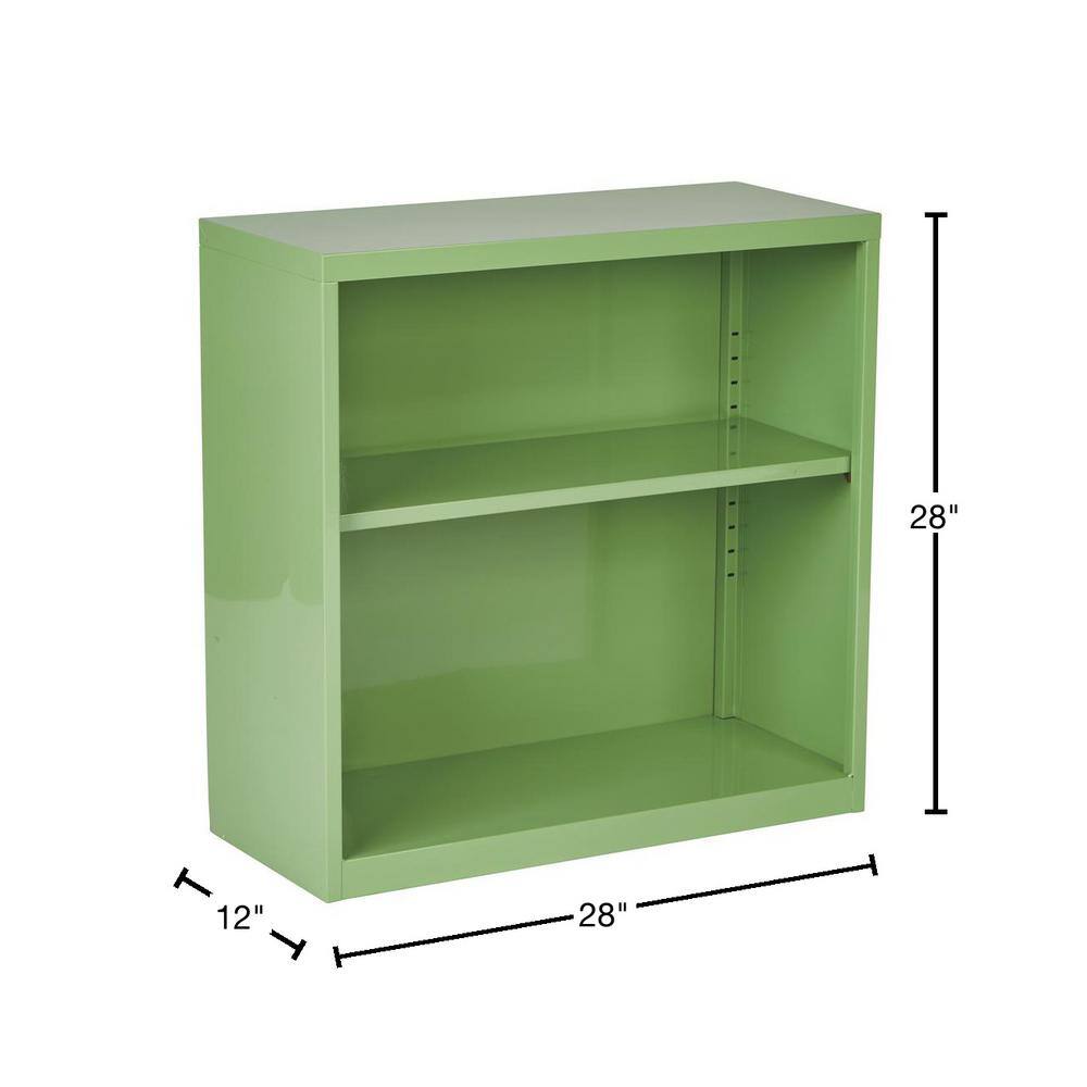 Green Adjustable Metal Bookcase with Shelves