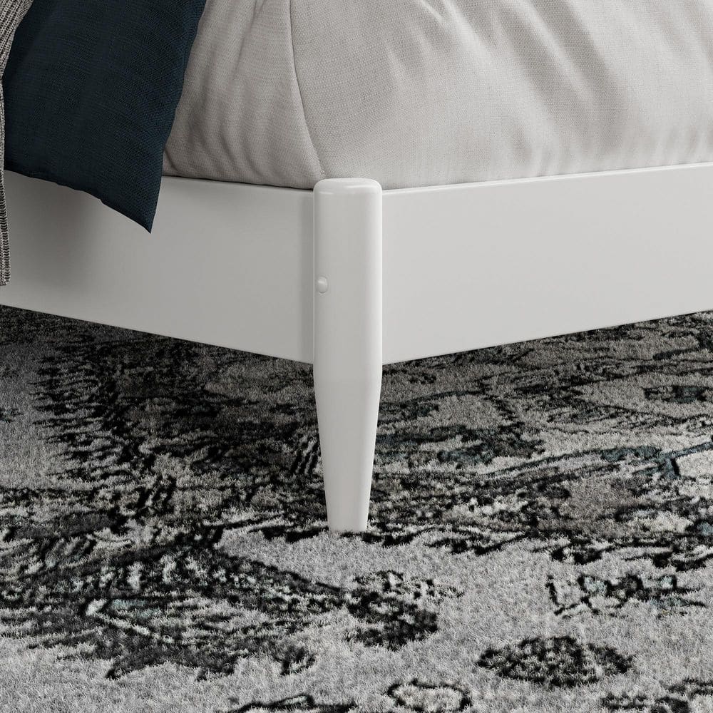 Charlotte White Solid Wood Queen Platform Bed with Headboard