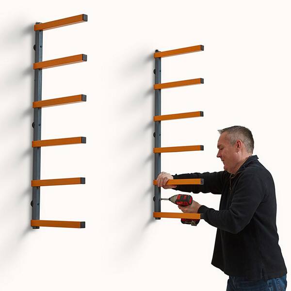 Homydom Wood Organizer and Lumber Storage Metal Rack ＆ Garage Storage  System Utility Organizer Wall Amount with Hooks