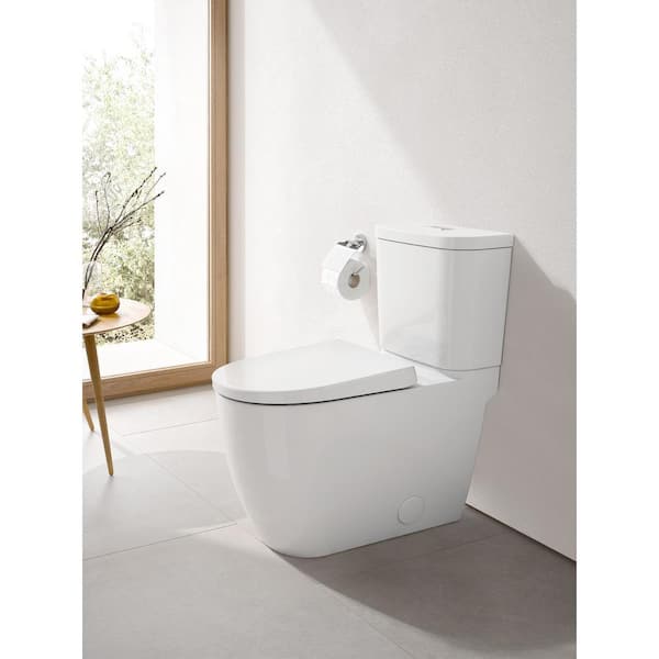 GROHE Essence 2-piece 1.28/1.0 GPF Dual Flush Elongated Toilet in Alpine White, Seat Included