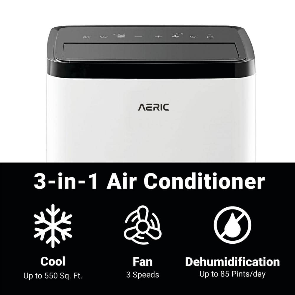 Aeric 8,000 BTU White Portable Air Conditioner with Remote