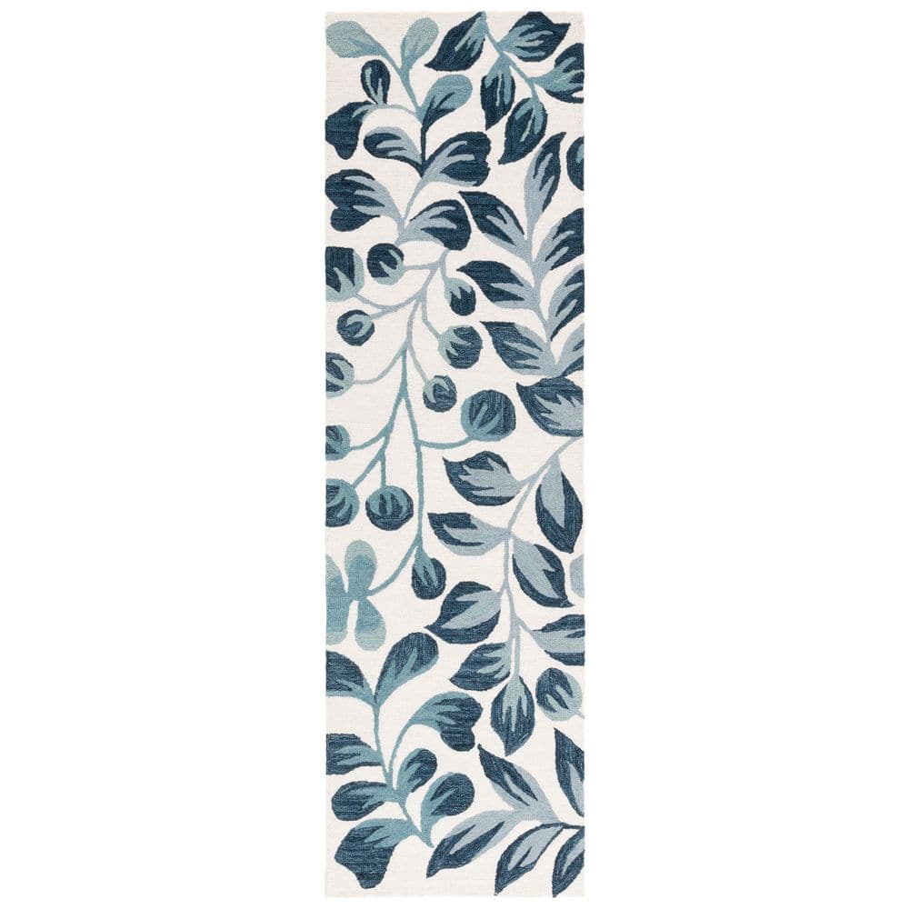 Jardin 2 ft. x 8 ft. Ivory/Blue Leaf Swirls Runner Rug price history on PriceWatchPro