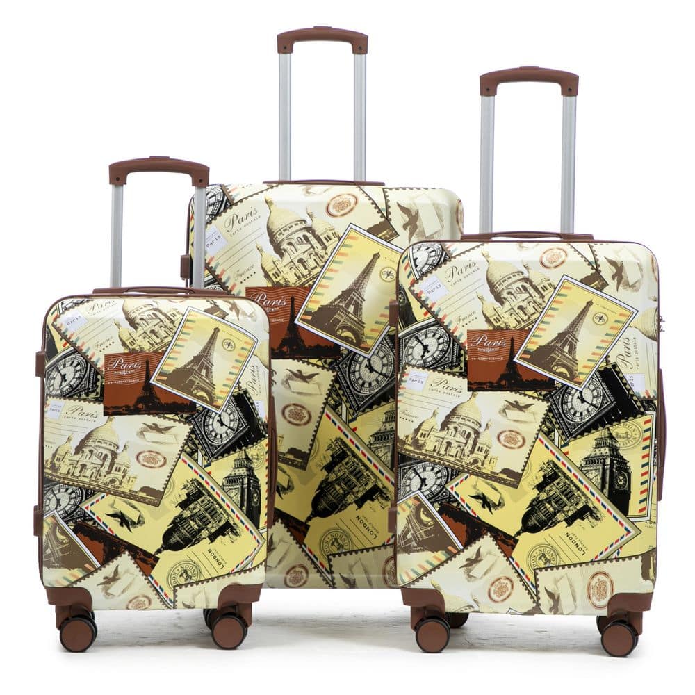 3-Pieces Black/Vintage Polycarbonate Luggage Set with Printed Pattern and Combination Lock price history on PriceWatchPro