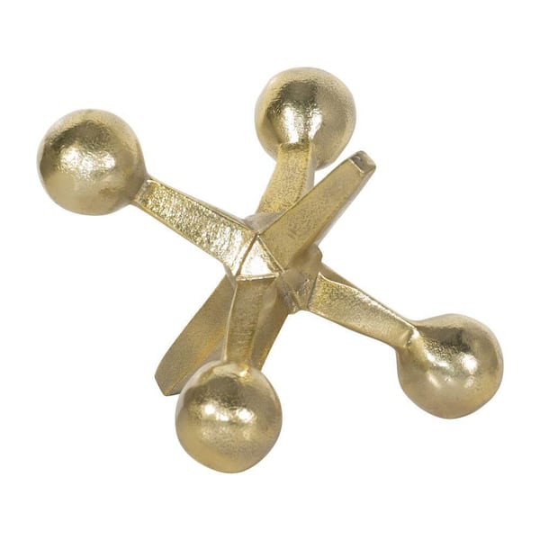 Liv & Skye Gold 7 in. x 5 in. Metal Jacks Abstract Sculpture