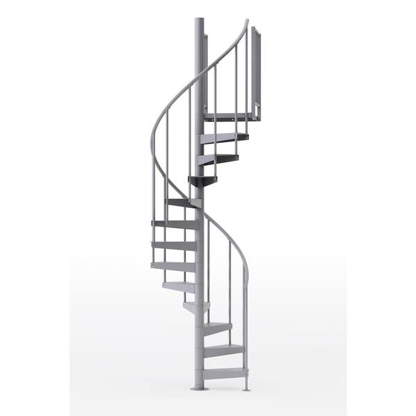 Mylen STAIRS Condor Gray Interior 42in Diameter, Fits Height 136in - 152in, 2 42in Tall Platform Rails Spiral Staircase Kit
